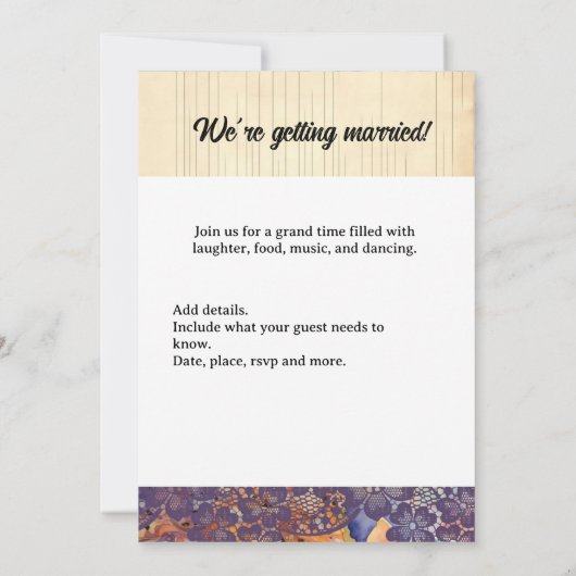 Boerenbruiloft koe paars kaart (Achterkant)