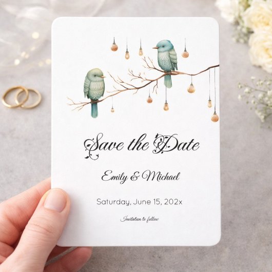 Boerenbruiloft Liefdesvogels Save the Date