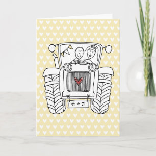 Boerenbruiloft met tractor op landelijke boerderij kaart