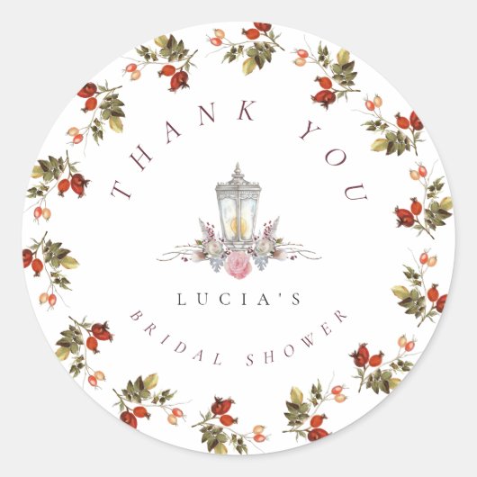 Boerenbruiloft Rozen Bruidsshower Dank Je Ronde Sticker (Voorkant)
