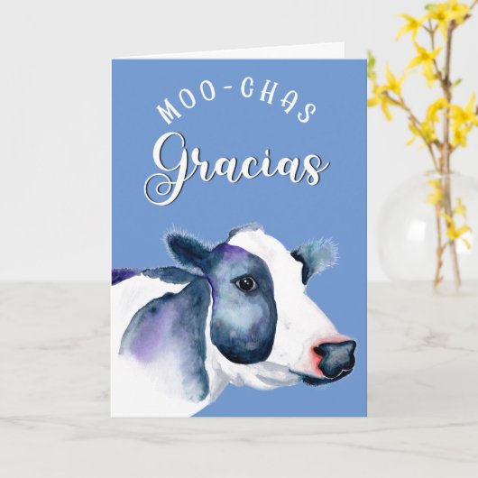 boerencadeau Muchas gracias moo Ceramic Ornament Kaart (Gele Bloem)