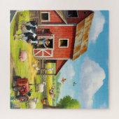 boerenerf boer Koe kiptractorvarken Legpuzzel (Horizontaal)