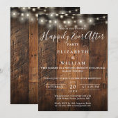 Boerenerf Houten Slingerlampen Bruiloftsreceptie Kaart (Voorkant / Achterkant)