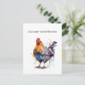 Boerenerf Pracht: Waterverf Kip, op maat Briefkaart (Staand voorkant)