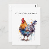 Boerenerf Pracht: Waterverf Kip, op maat Briefkaart (Voorkant / Achterkant)
