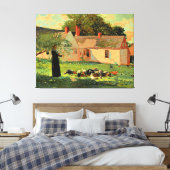 Boerenerf Scene, beroemd kunstwerk van Winslow Hom Canvas Afdruk (Insitu (Slaapkamer))
