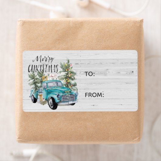 Boerenerf vrachtwagen | Kerstcadeau-etiket Etiket (Insitu)