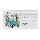 Boerenerf vrachtwagen | Kerstcadeau-etiket Etiket (Voorkant)