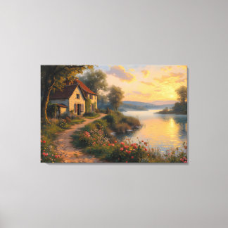 Boerenerf Zonsopgang Landschap Canvas Afdruk