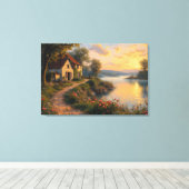 Boerenerf Zonsopgang Landschap Canvas Afdruk (Insitu (Houten vloer))