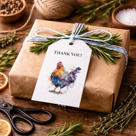 Boerenerfschoonheid: Waterverf Kip, op maat Cadeaulabel