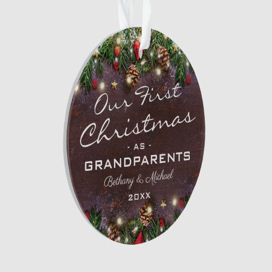 Boerenerstkerstmis als grootouders ornament (voorkant)