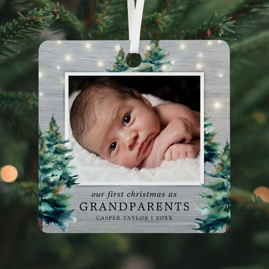 Boerengrootouders Eerste Kerstboom Metalen Ornament