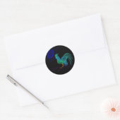 Boerenhaan (Zwart) Ronde Sticker (Envelop)