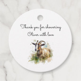 Boerenhoeve Geit Baby Shower met Waterverf Rustiek Bedankjes Labels