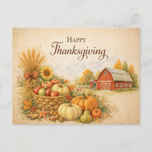 Boerenhoeve Gelukkig Thanksgiving Oogstfeest Feestdagenkaart