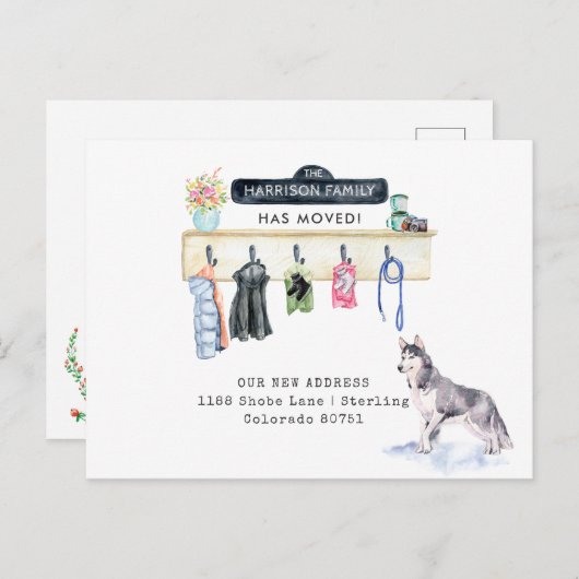 boerenhond | Mudroom Moving Aankondiging Briefkaar (Voorkant / Achterkant)