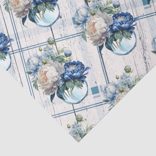  boerenhuis Blue Pset Peony Flowers Multi Tissuepapier (Detail)