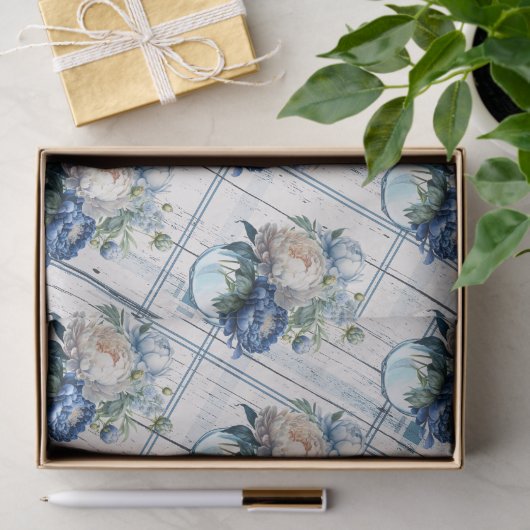  boerenhuis Blue Pset Peony Flowers Multi Tissuepapier