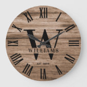 Boerenhuis Monogram Op Maat Gemaakte Familie Naam Grote Klok (Voorkant)