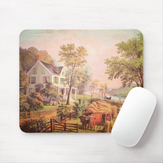 Boerenhuis Oogst Mousepad Muismat (Met muis)