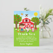 Boerenjongen verjaardag bruin haar bedankkaart (Staand voorkant)