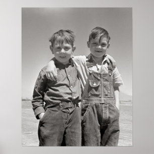 Boerenjongens, 1936. Oude foto Poster