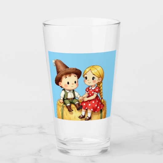 Boerenkinderen op een hooibaal, glas (Voorkant)