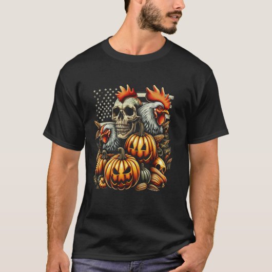 Boerenkip en Halloween T-shirt (Voorkant)