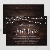 Boerenland Stringlights, hout, Trouwfeest Kaart (Voorkant / Achterkant)