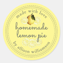 Boerenlandhuis zelfgemaakte citroentaart geel ronde sticker