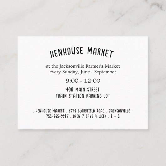 Boerenmarkt Adverteren Visitekaartje (Achterkant)