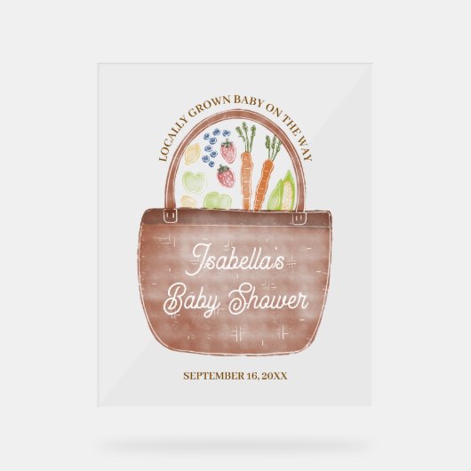 Boerenmarkt Baby Shower Acryl Bord (Voorkant)