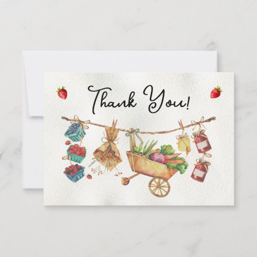 Boerenmarkt Baby Shower Dankbriefje Kaart (Voorkant)