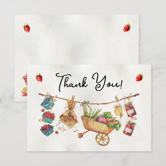 Boerenmarkt Baby Shower Dankbriefje Kaart (Voorkant / Achterkant)
