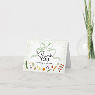 Boerenmarkt Baby Shower Groen Geruit Bedankkaart