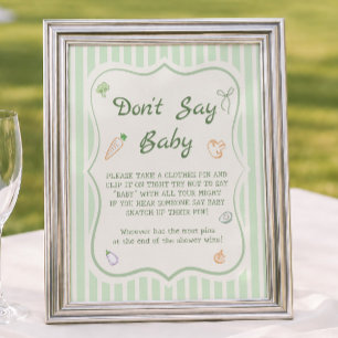 Boerenmarkt Baby Shower Niet Zeggen Baby Spel Poster