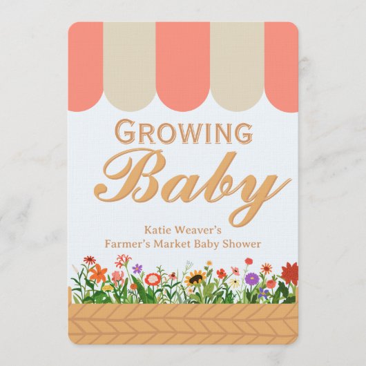 Boerenmarkt Baby Shower - Roze Kaart (Voorkant)