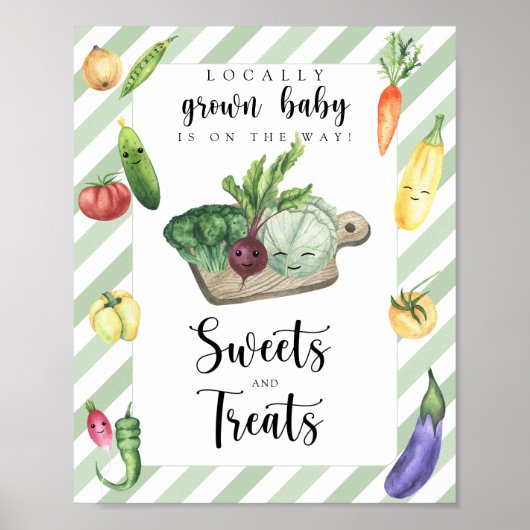 boerenmarkt baby shower - snoepjes en lekkernijen poster (Voorkant)