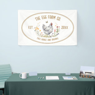 Boerenmarkt Banner Boerderij Stand Waterverf Kip