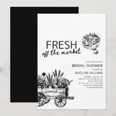 Boerenmarkt Bloemen Zwart-wit Kaart (Voorkant / Achterkant)