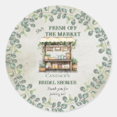 Boerenmarkt Boerderij Stand Welkom Bruidsmeisjesfe Ronde Sticker (Voorkant)