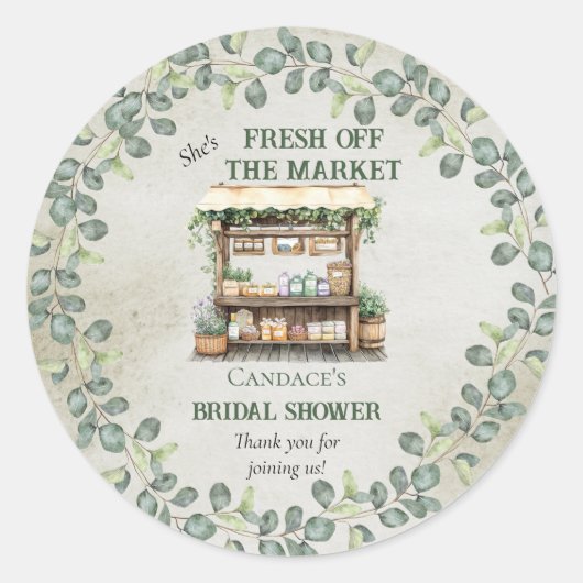 Boerenmarkt Boerderij Stand Welkom Bruidsmeisjesfe Ronde Sticker (Voorkant)