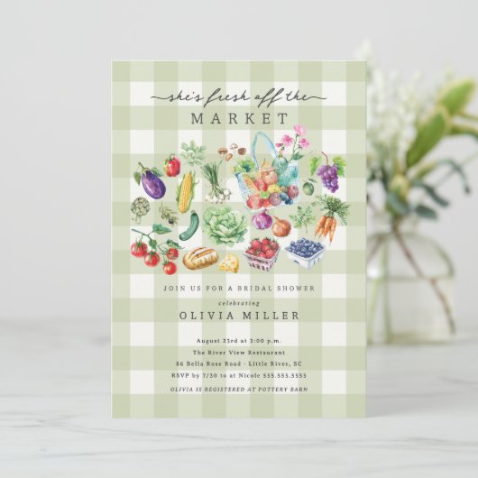 Boerenmarkt Bruids Douche Uitnodiging (Staand voorkant)