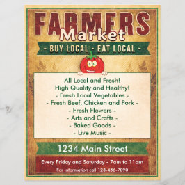 Boerenmarkt Eet Lokale Producten Bord Flyer