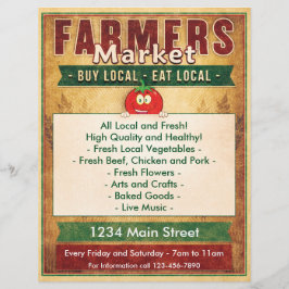 Boerenmarkt Eet Lokale Producten Bord Flyer