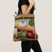  boerenmarkt Faux Burlap Sack Sjabloon Tote Bag (Dichtbij)