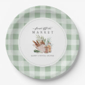 Boerenmarkt Gingham Bruidscadeau Papieren Bordje (Voorkant)