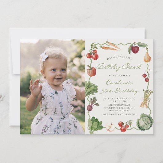 Boerenmarkt Groente Verjaardag Brunch Foto Kaart (Voorkant)
