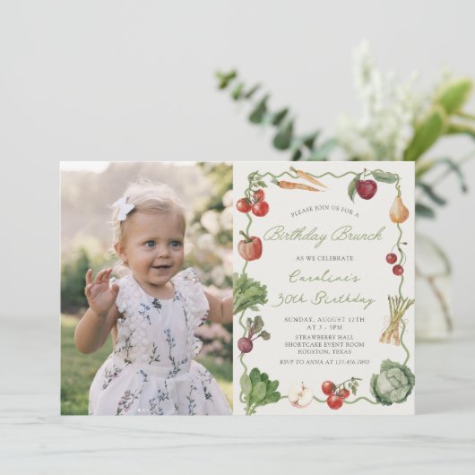 Boerenmarkt Groente Verjaardag Brunch Foto Kaart (Staand voorkant)